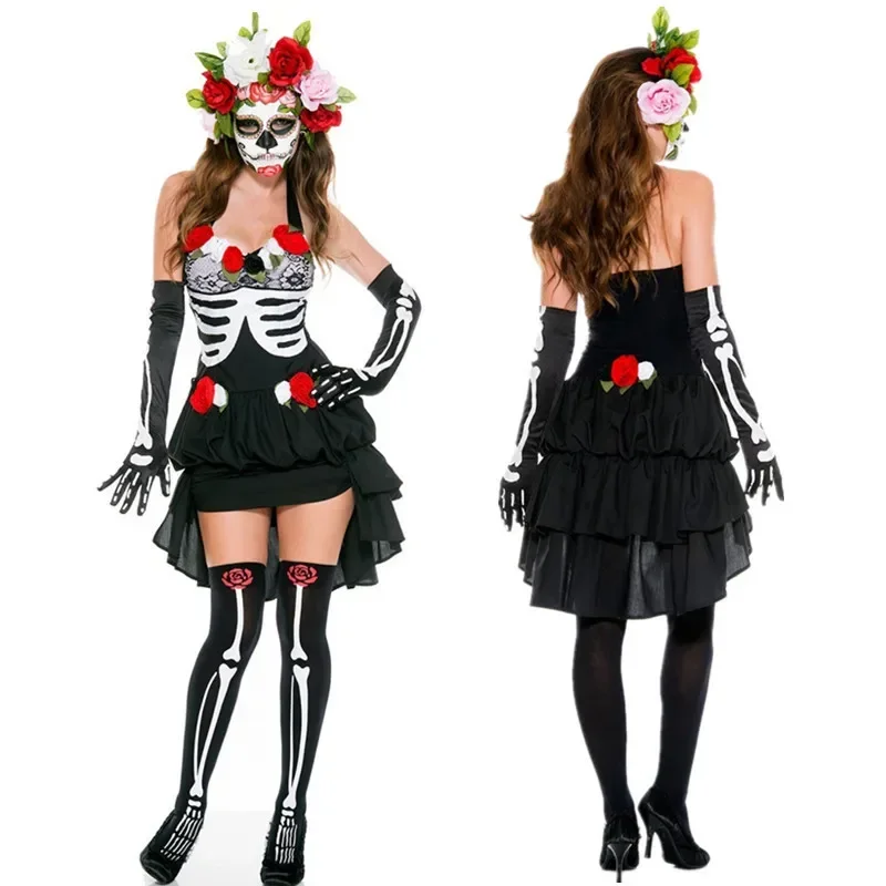 

Corpse Bride Skull costume Mexican Day of the Dead masquerade costume Flower Fairy Ghost Bride costume