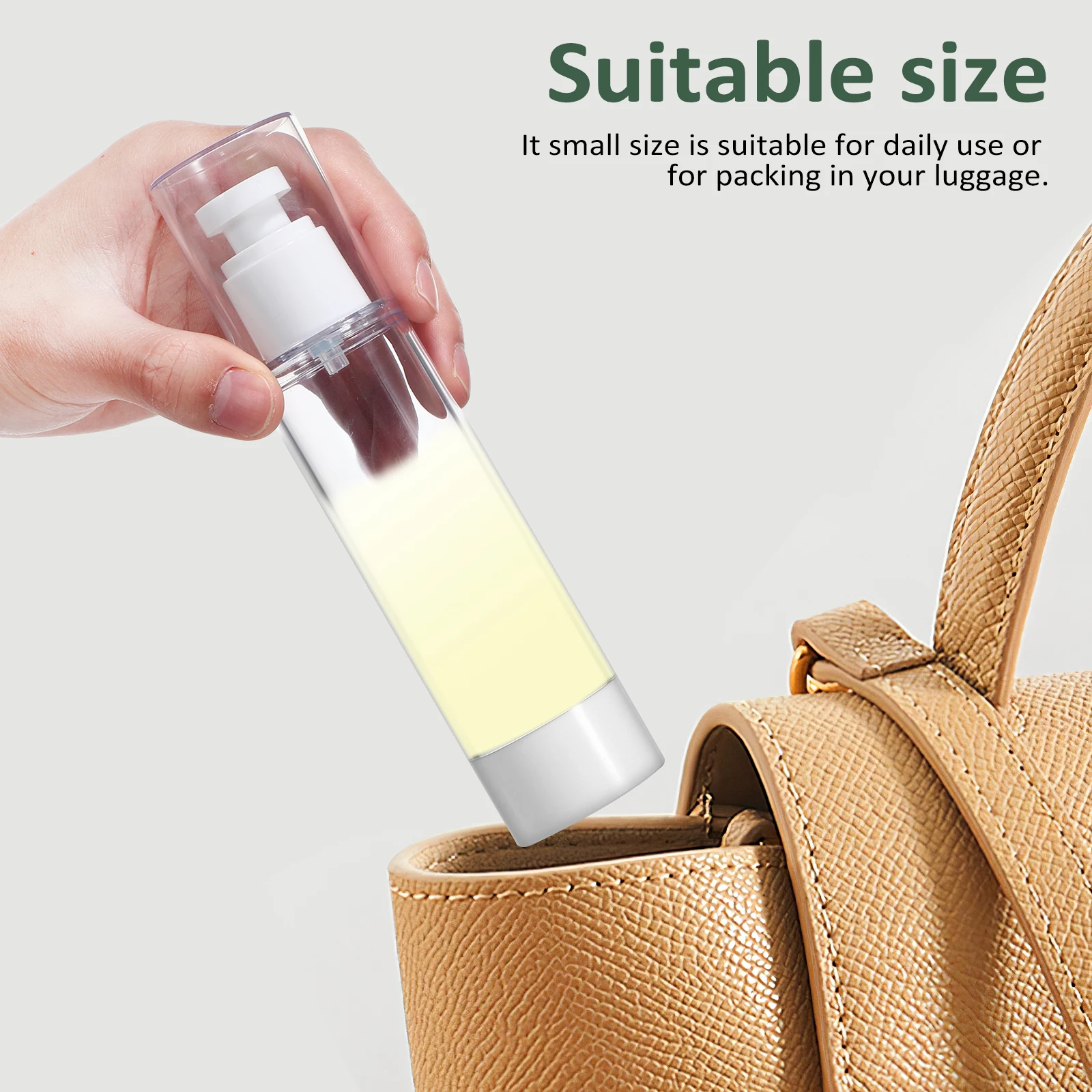 

100ml Airless Pump Bottle Travel Size Leakproof Transparent Empty Container for Lotion Shampoo Skincare Toiletries Dispenser