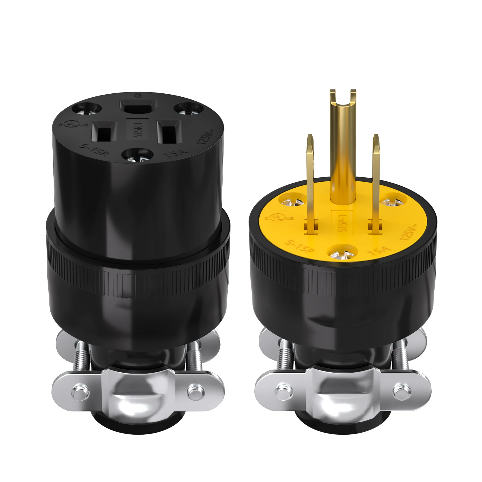 

APIELE US /American NEMA 5-15P/5-15R 15A 125V 2Pole 3Wire Black Shell 3-Prong Plug And Socket.UL,Listed.