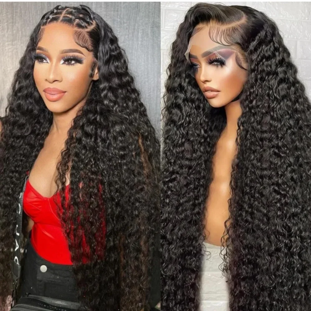 

38 44 Inch Deep Curly Lace Front Human Hair Wig 200 Density 13x6 HD Lace Wig Glueless Water Wave 13x4 Transparent Lace Front Wig
