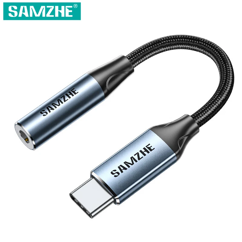 SAMZHE Typ-C zu 3,5mm Kopfhörerbuchse 3,5 AUX USB-C Kabel Audio USB-C Adapter für Huawei V30 P30 Pro Xiaomi Mi 10 OnePlus 7T Pro