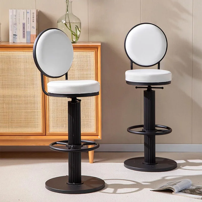 

Скандинавский промышленный регулируемый поворотный барный стул с круглой черной спинкой, металлический каркас для домашнего бара, кафе, дизайн