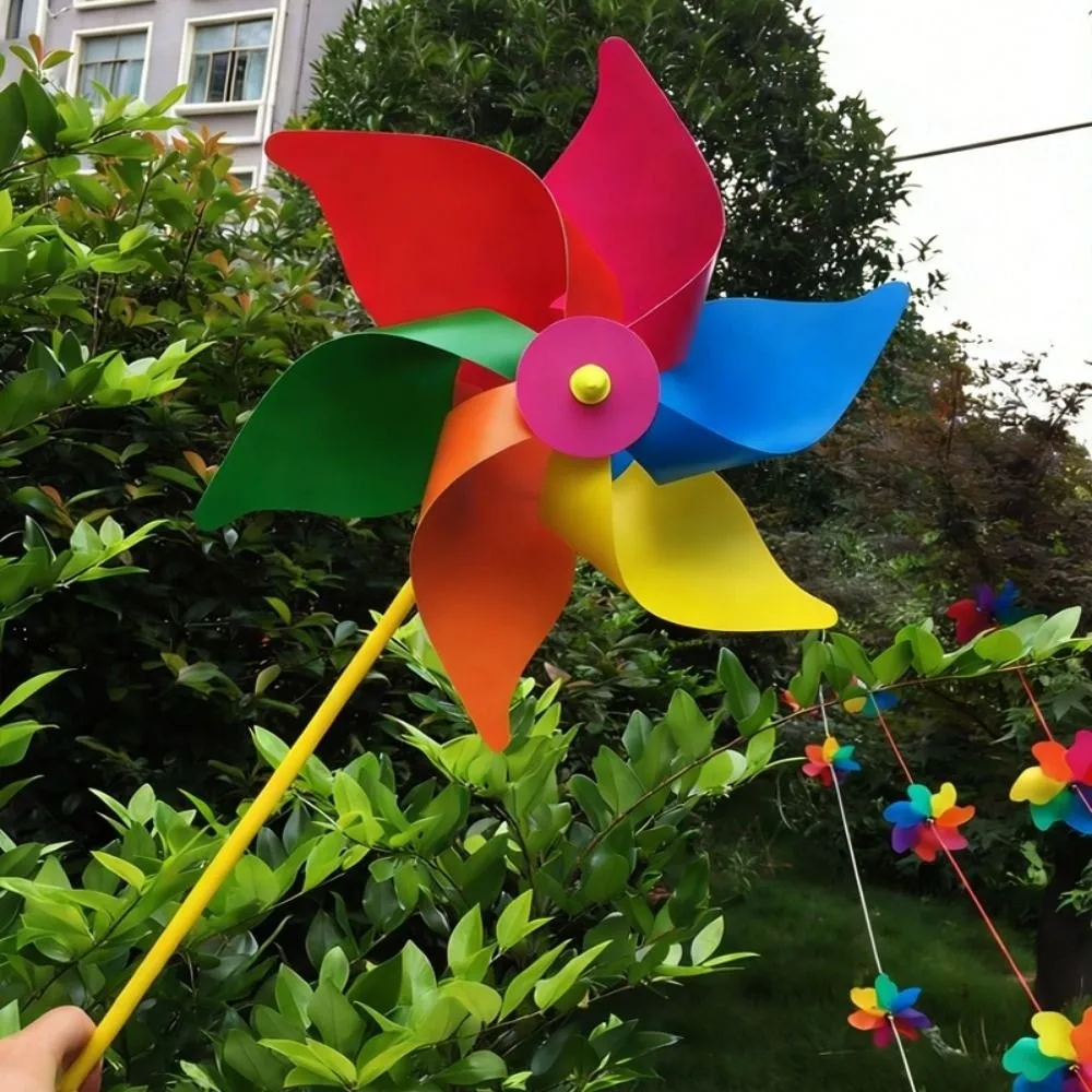 2pcs 30cm Six Leaf Pinwheel Windmill PVC Festival Gift Wind Spinner Outdoor Children's Toys Colorful Wind Windmill