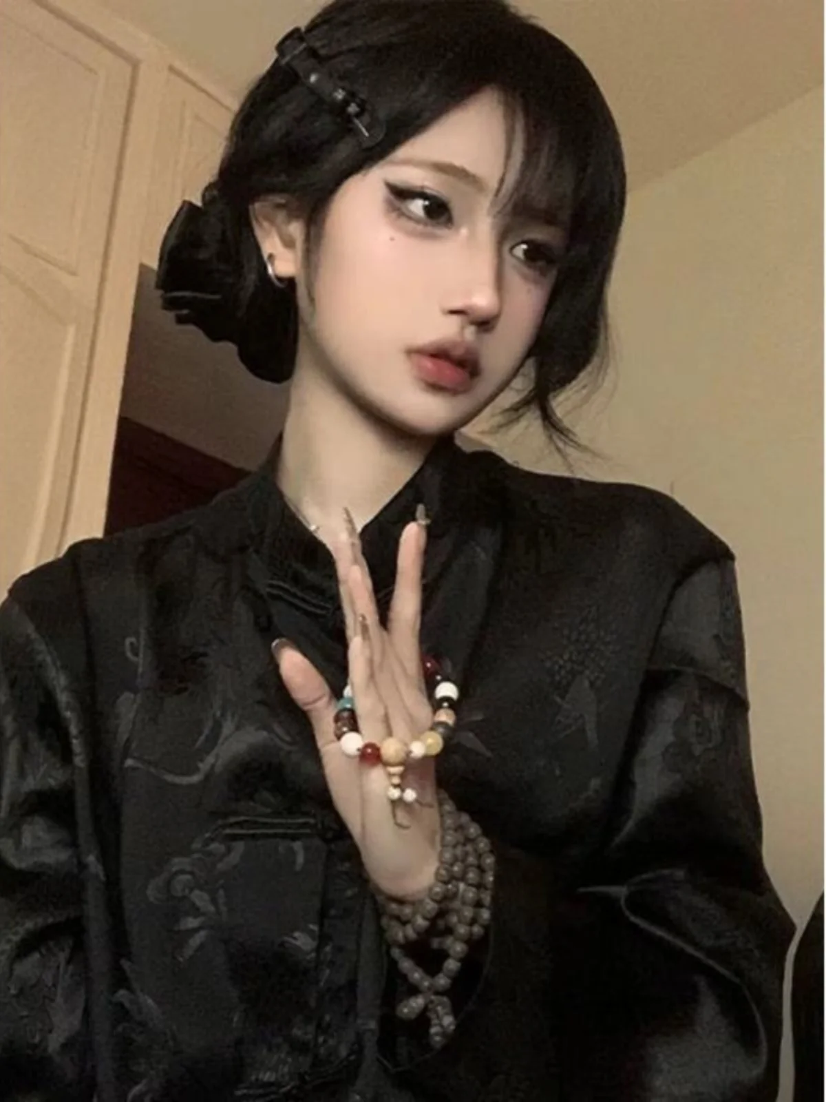 

New Chinese Style Men's Long Sleeve Shirt Thin High-End Dragon Pattern Button down Tang Costume Hanfu Spring Season Breathable