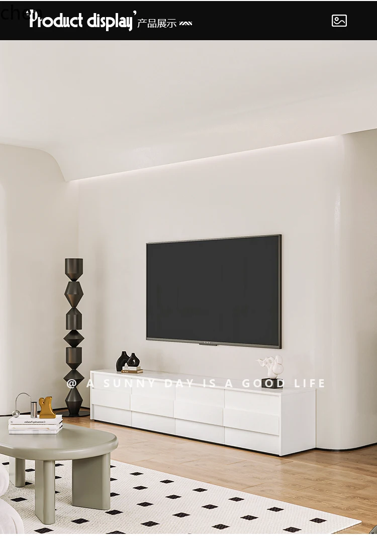 CP الحديثة بسيطة كريم نمط غرفة المعيشة جدار درج خزانة أرضية مزيج طاولة القهوة الحد الأدنى