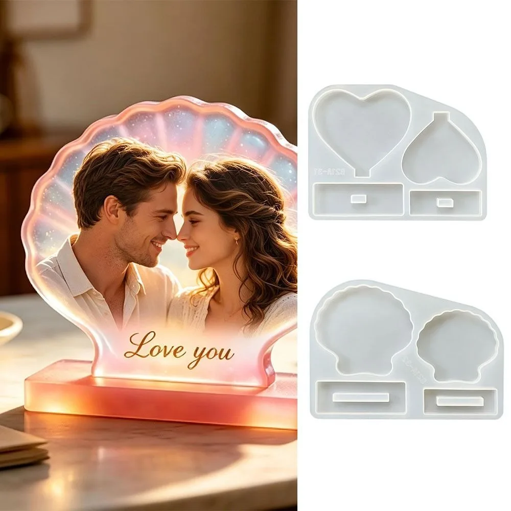 Heart Shape Silicone Mold Durable Flexible Resin Mold Creative Easy Demolding Picture Frame Mold Home Desk Decoration
