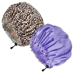 Gorros de ducha impermeables reutilizables, gorro de baño extragrande de doble capa con revestimiento de PEVA, banda elástica ajustable