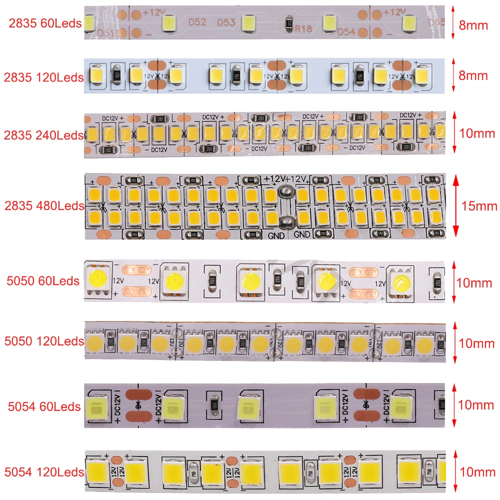 DC12V LED Lights 2835 RGB LED Tape 60Leds RGB Strip Light Rope Flexible LED Ribbon Waterproof Diode Tape TV Backlight Bedroom 5M