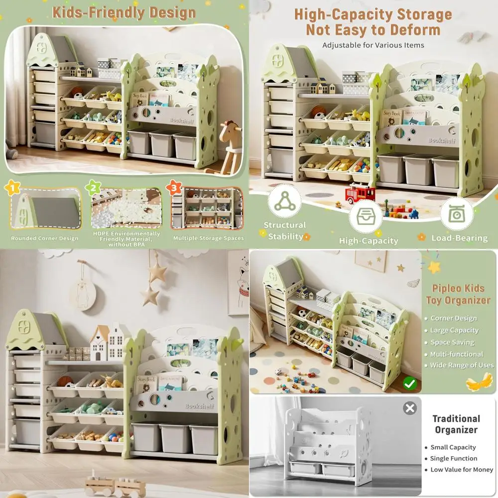 

4-уровневый органайзер для игрушек Green Castle с 17 контейнерами для игровой комнаты, спальни и гостиной