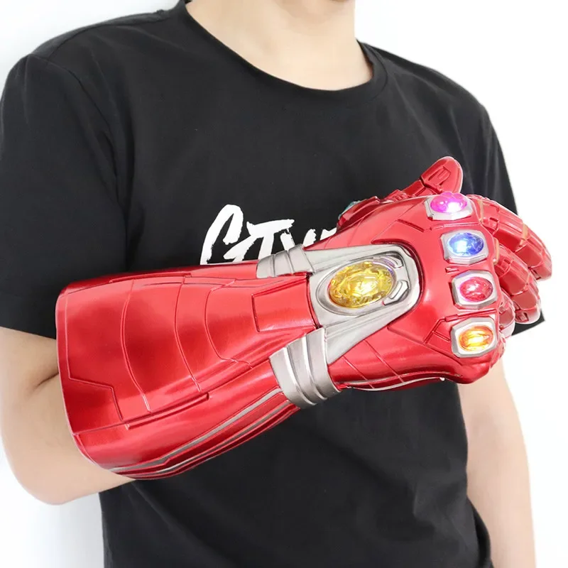 Cosplay Final battle superhero Iron man Gloves LED Light gem stone Arm Costume Fancy Dress party Anime stage show props gift