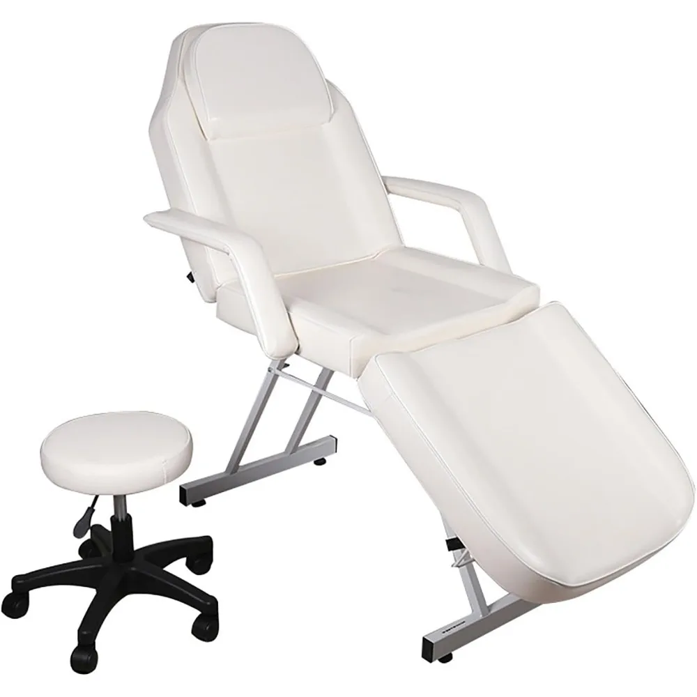 

3-Section Spa Massage Table with Hydraulic Stool, 73-inch Adjustable Tattoo Chair Esthetician Lash Bed with Removable