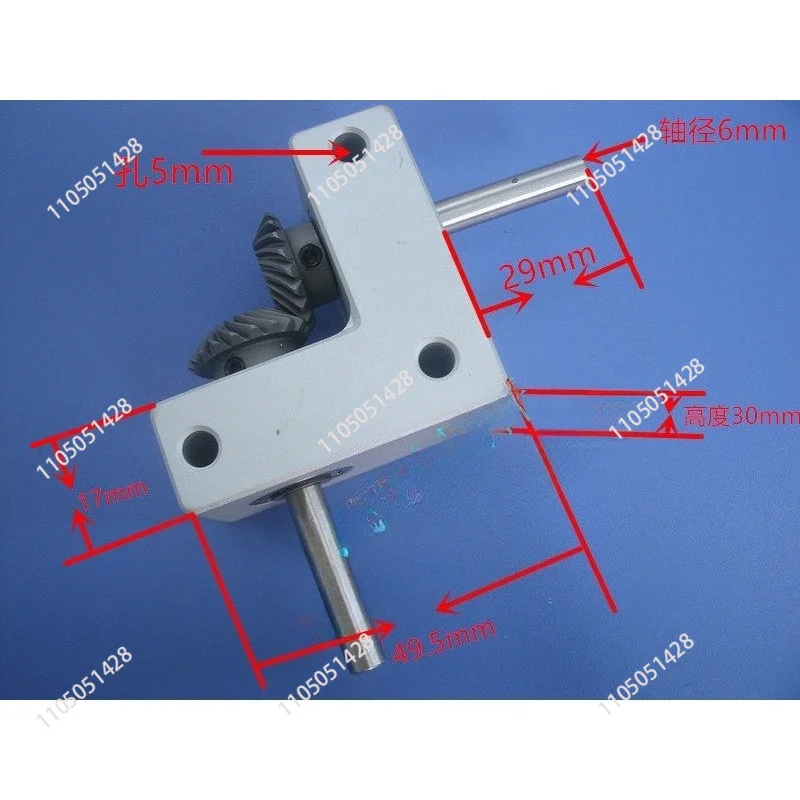 90 degree converter speed ratio 1:1 small helical bevel gearbox right angle commutator output shaft 6mm