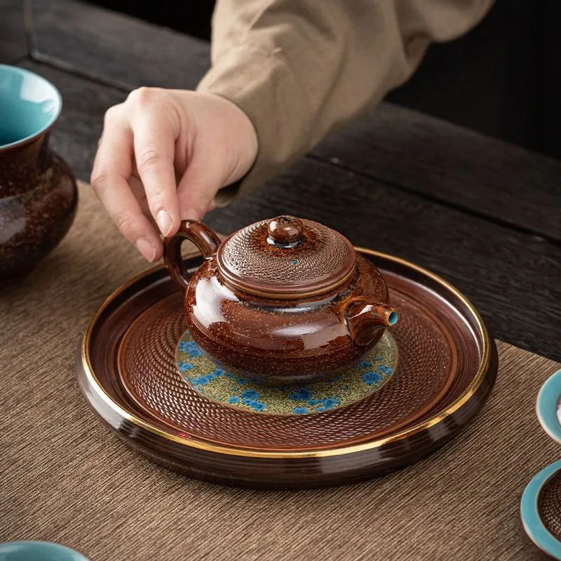 Retro ceramic Kung Fu tea set, high-end home office teapot cover bowl gift set