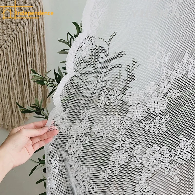 Princess Retro Lace Embroidery White Window Screen Curtains for Living Room Bedroom French Window Balcony Window Customized