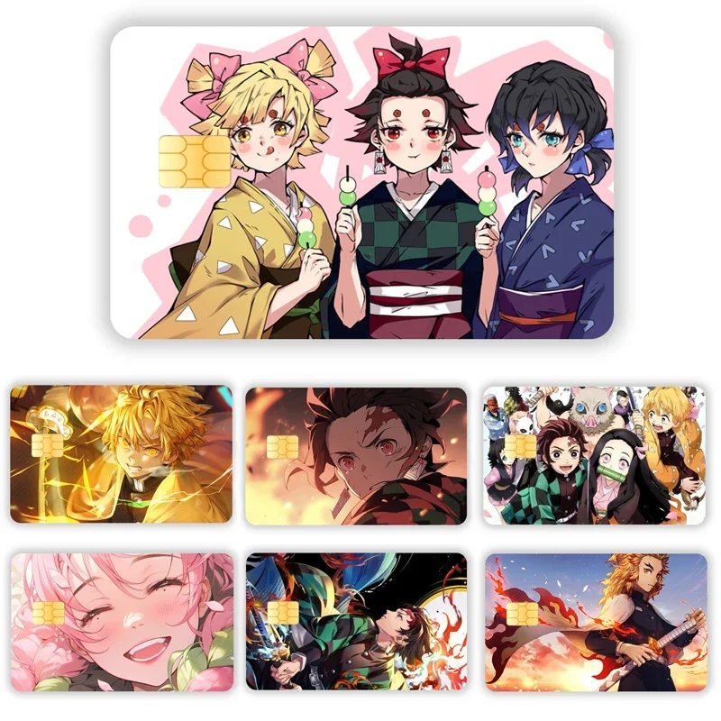 Demon Slayer Card Sticker Credit Card Chip Creativity Fashion Kawaii Stickers Cartoon Waterproof Stickers Big and Small Stick