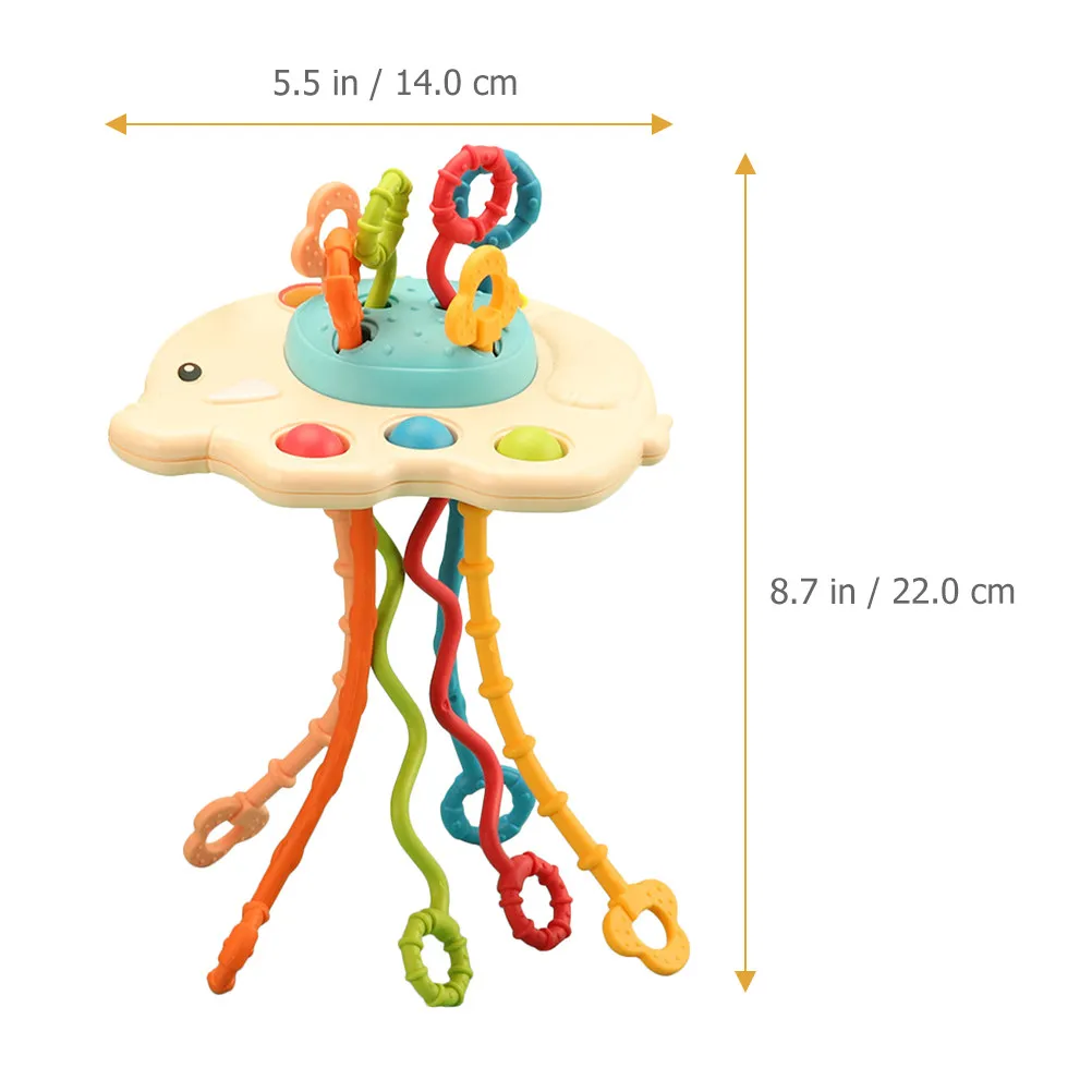 Silicone Elephant Baby Sensory Toy for 12-36 Months – Pull String Tactile & Auditory Development Toy for Toddlers