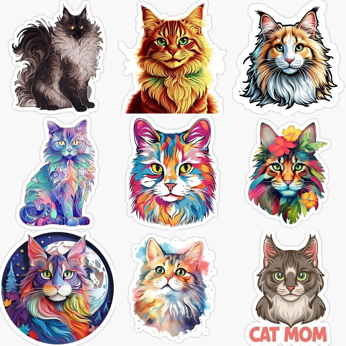 

Maine Coon Cat Cute Pets Personalized PVC Car Stickers for Decorate Fridge Room Window Wall Car Van Bicycle Decal Accessories