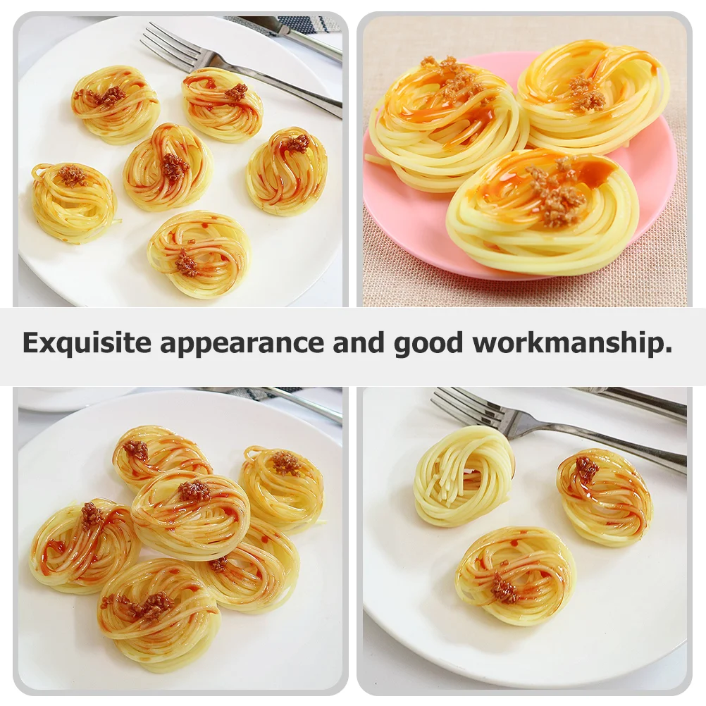 2 Pcs Pasta with Artificial Sauce Table Decorations Showcase Spaghetti Shop Decors Lifelike Slices Props Shaped Models