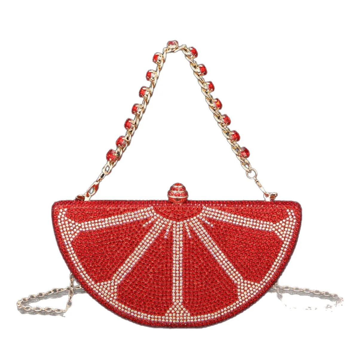 

Funny fruit watermelon hot diamond rhinestone special-shaped hand clutch shiny party dinner bag