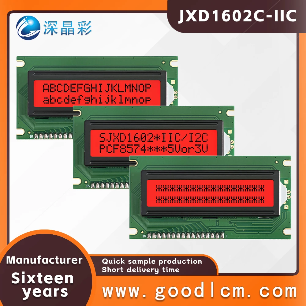 Russian language Small size IIC/I2C character LCM display module JXD1602C FSTN Red Positive LCD1602 LCD dot matrix screen