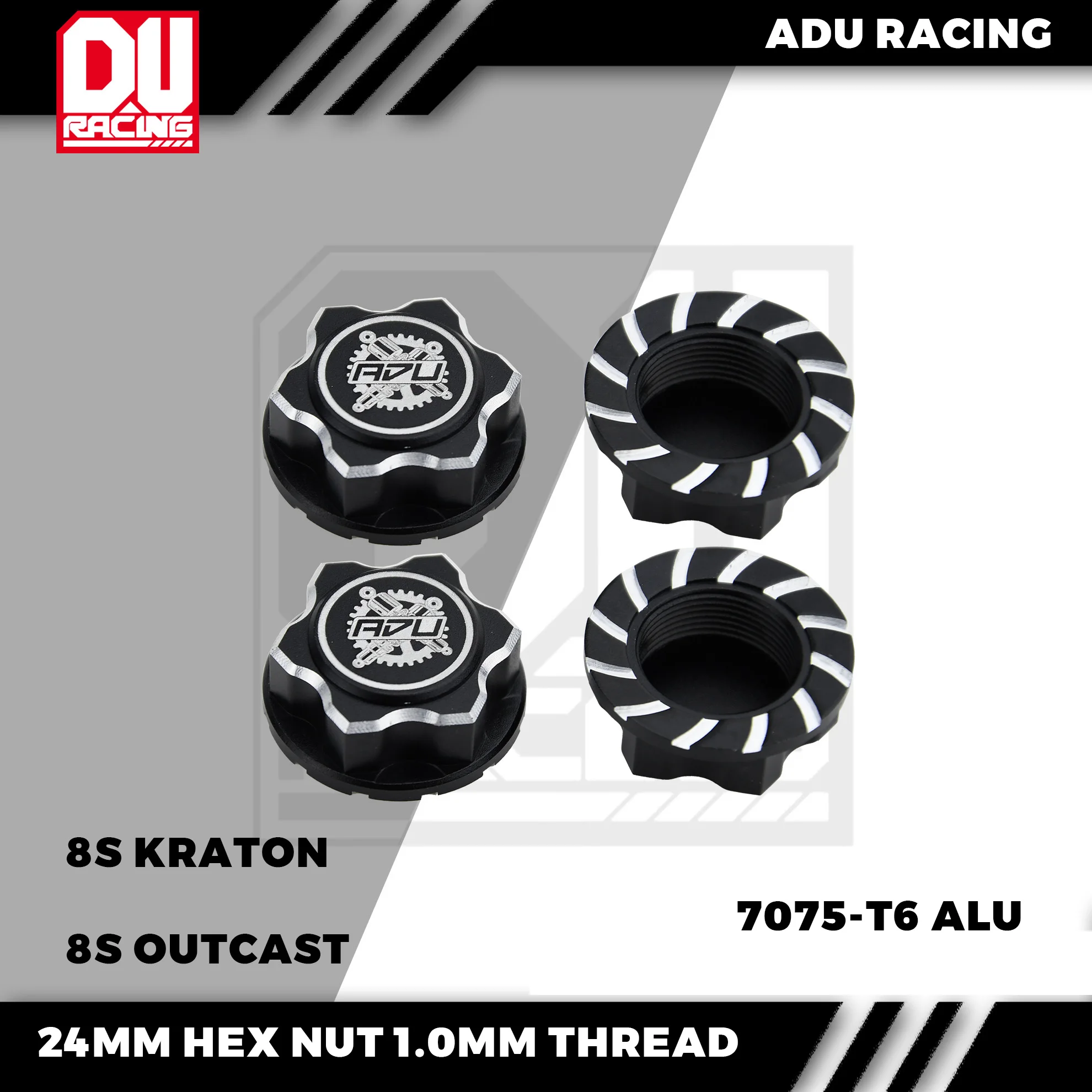 ADU Racing 7075 1.0 24mm aluminiowe nakrętki sześciokątne do kół pyłoszczelna antypoślizgowa dla 1/5 Arrma outcast kraton