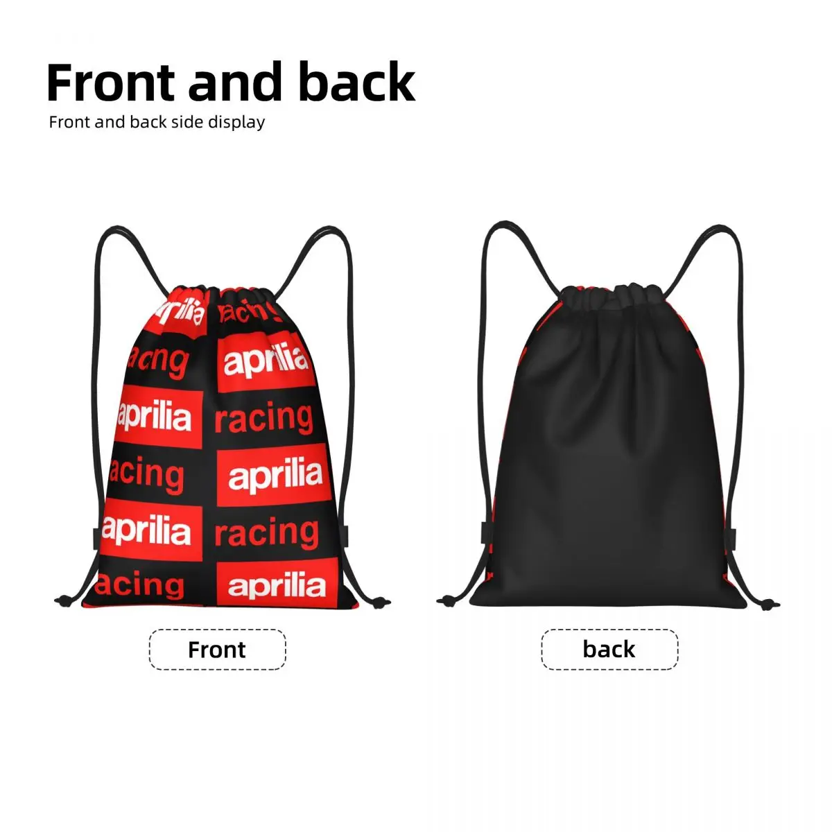 Custom Motorcycle Aprilias Racing Drawstring Backpack Sports Gym Bag for Men Women Training Sackpack