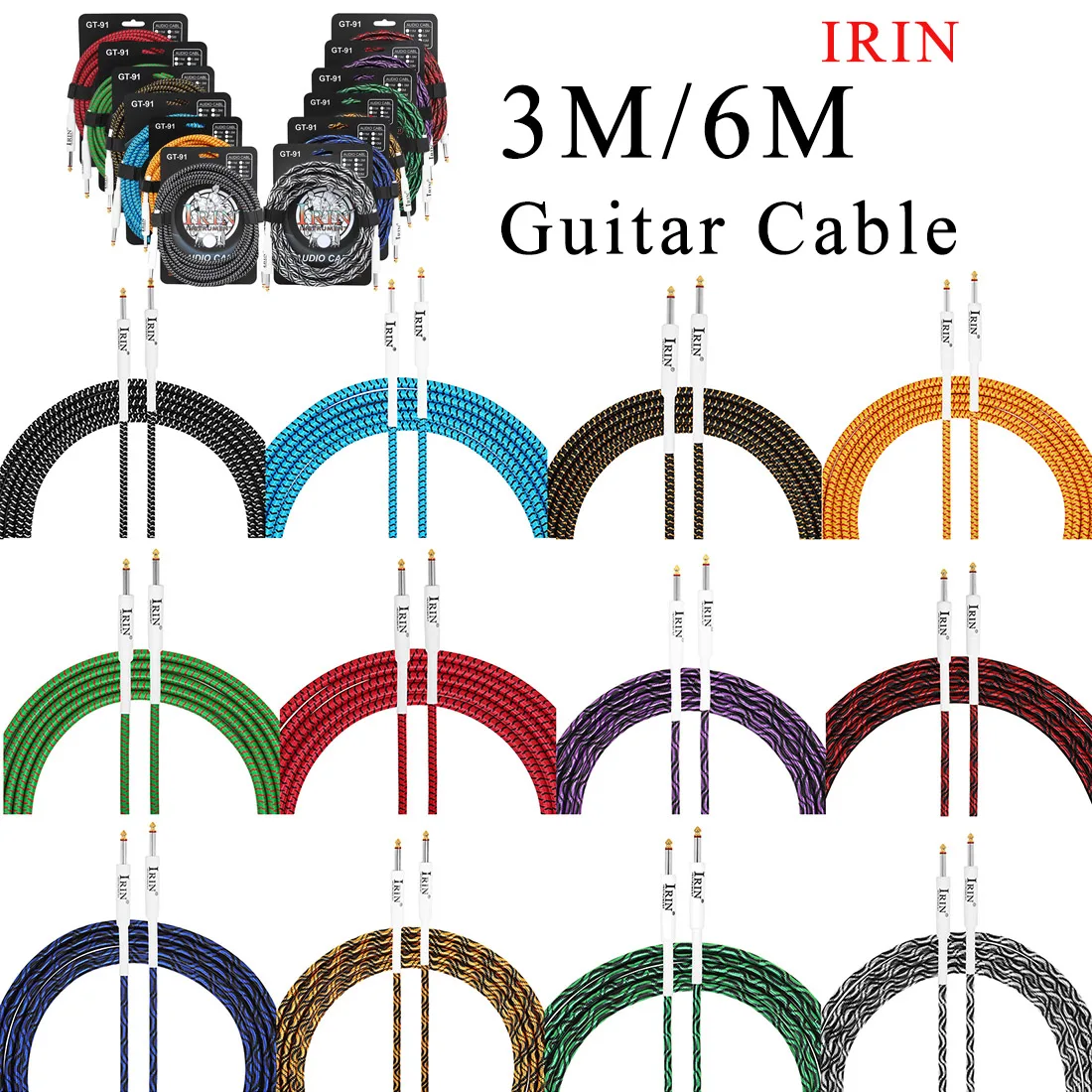 IRIN 3M Guitar Cable Stringed Instrument No Noise Audio Wire Cord Musical Instrument Parts for Electric Guitar Bass Accessories