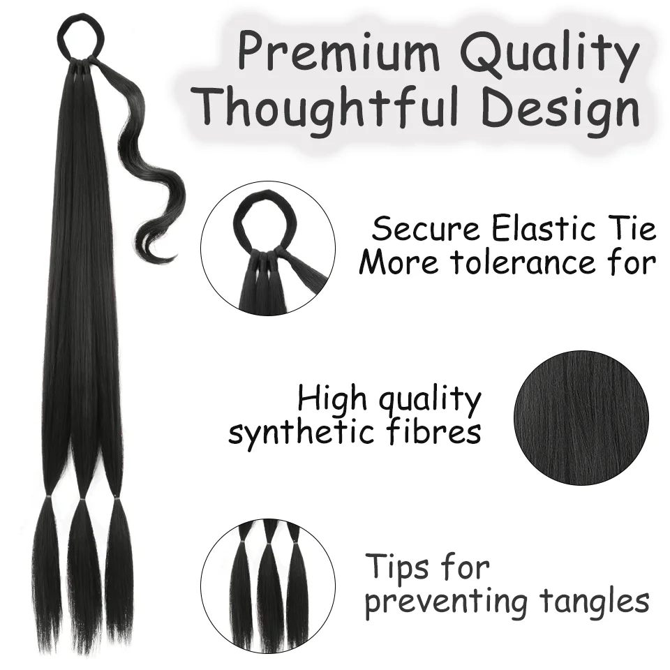 LUPU 30 Inch Synthetic Long Braided Ponytail Extension for Women DIY Hairpiece, Wrap Around Pony Tail, for Daily Wear & Parties