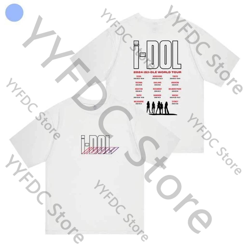 GIDLE IDOLT Shirt KPOP Trend Letter Print Men Women Summer Cotton High Quality T-shirt Korean Fashion Popular Short Sleeve Tee