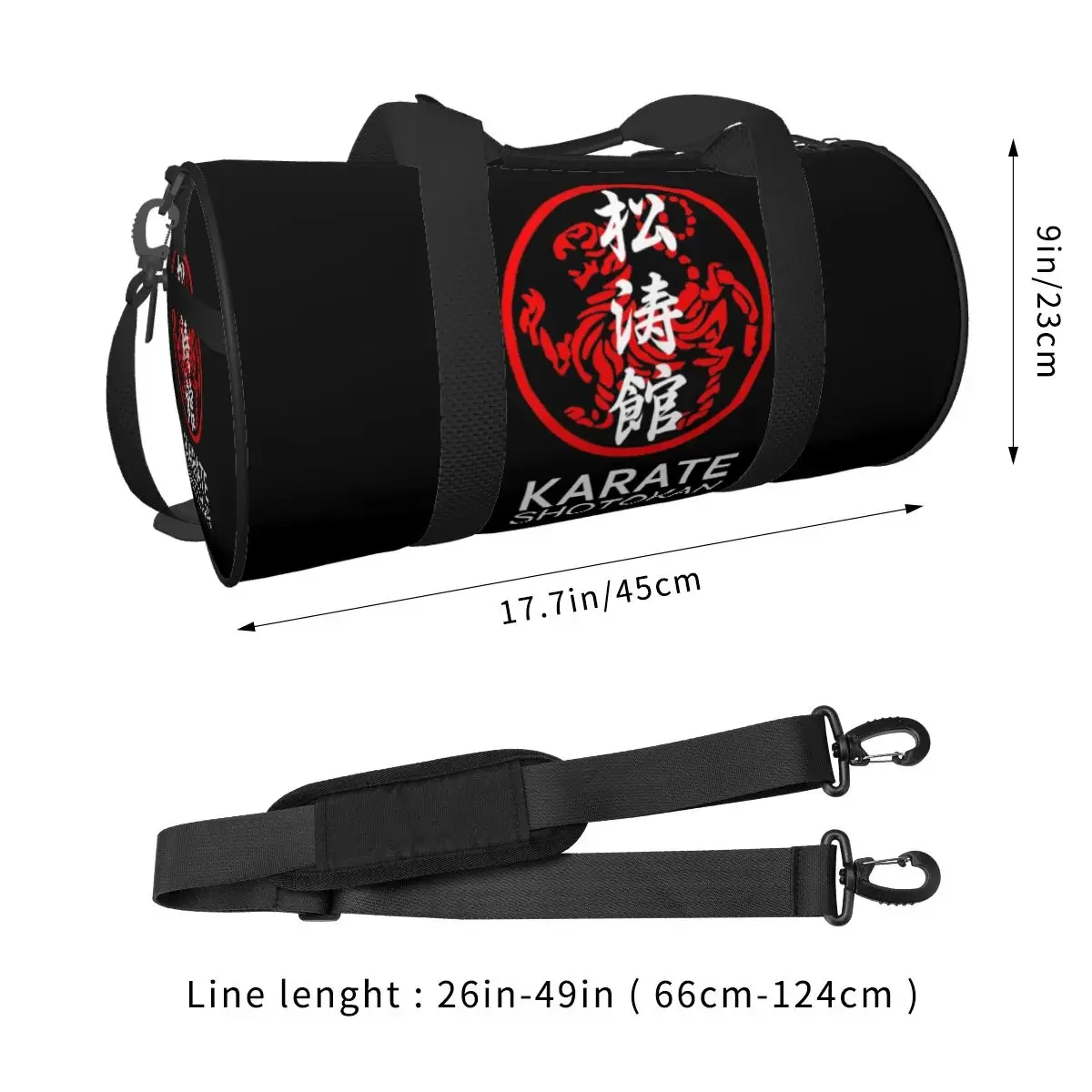 Shotokan Karate Symbol And Kanji White Text Travel Bag Large Capacity Sport Bags Men\'s Printed Gym Bag Casual Retro Fitness Bag