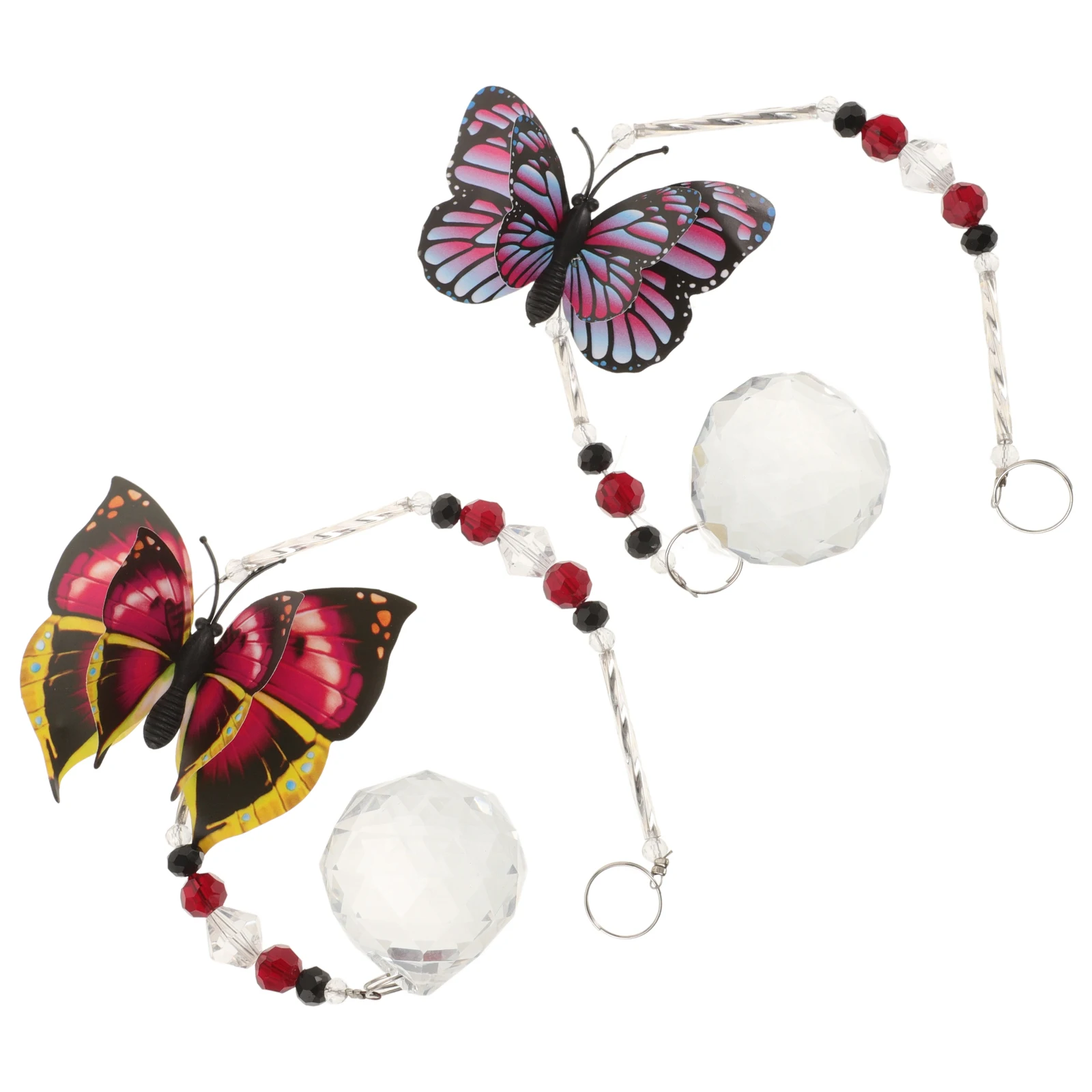 

2 Pcs Butterfly Lighting Ball Pendant Blue and Pink Decoration Lamp Ornament Crystal Decorative Hanging Wall Beautiful