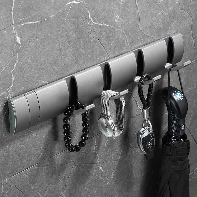 Bathroom Robe Clothes Hooks Aluminum Nail Punched Wall Mounted Invisible Key Hanger Rack/Holder/Shelf Bath Hardware Accessories