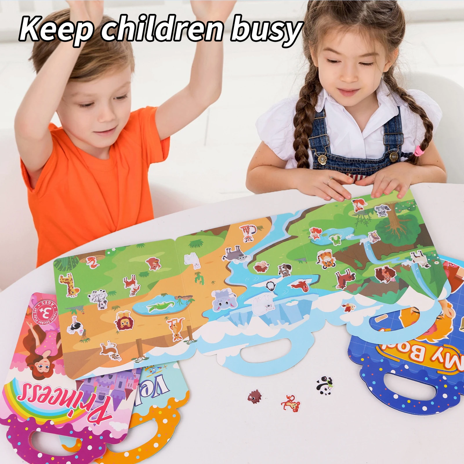 Wiederverwendbare DIY-Aufkleber für Kinder, Bücher mit mehreren Themen, Blasenaufkleber, Gelee-Aufkleber, tragbar, Montessori-Aufkleber, Spielzeug, Geschenke für Kinder – Detail 7