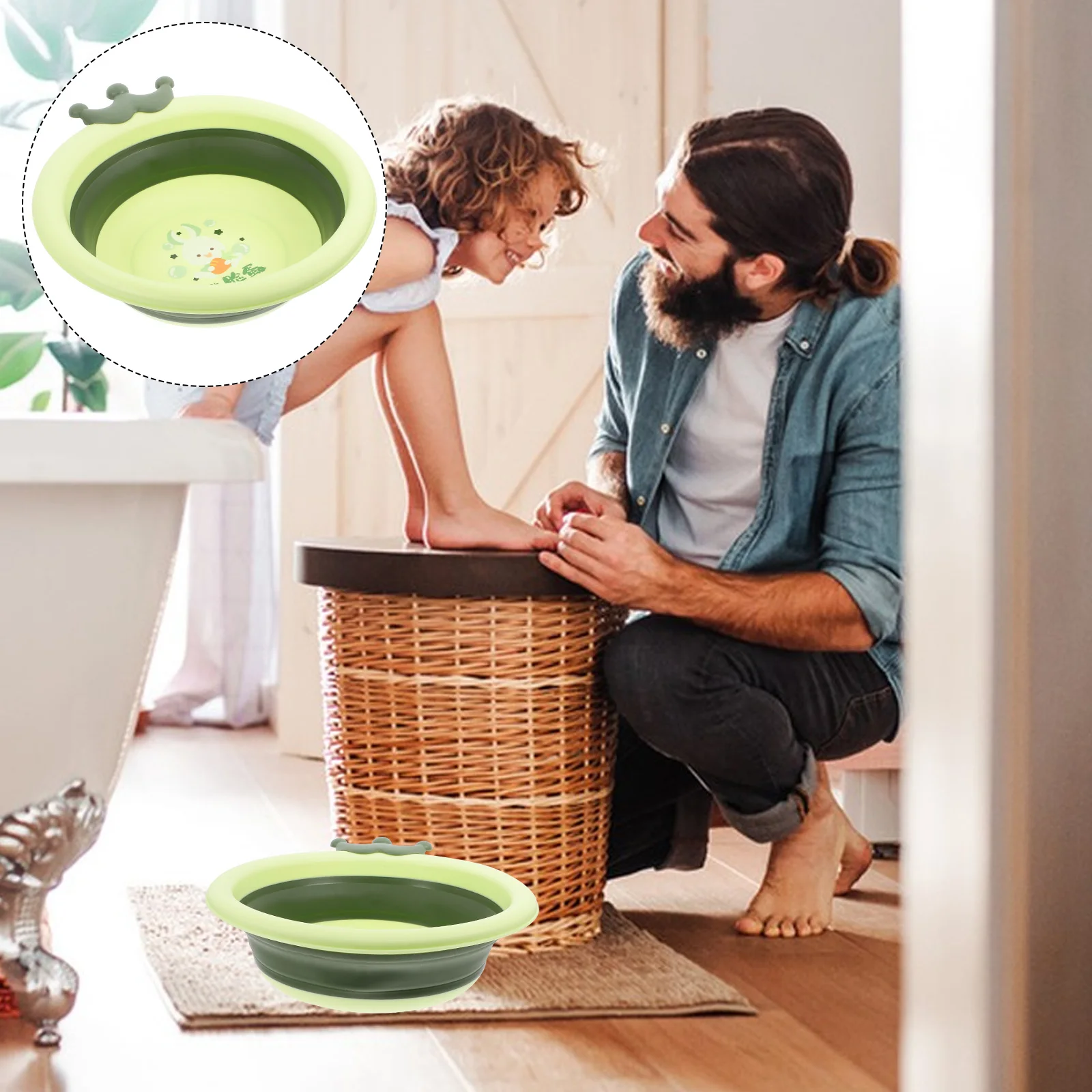 Tigela de lavatório dobrável para lavagem de desenhos animados para formato conveniente
