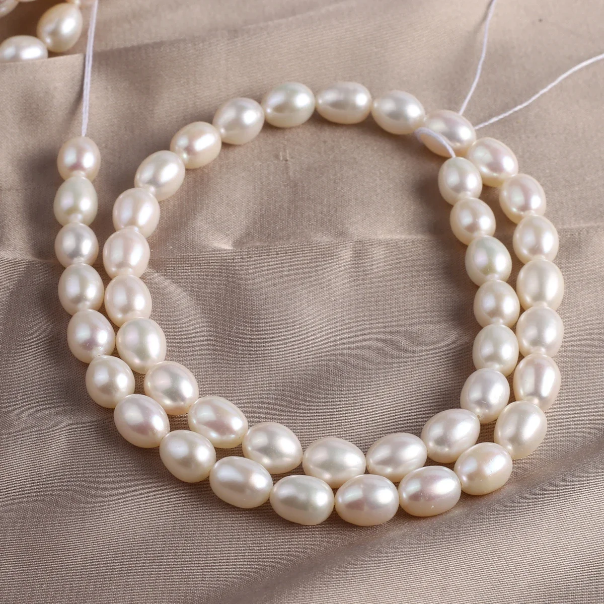 Natural Freshwater Pearl Beaded AAA 8-9mm Rice Shape Punch Loose Beads for Make Jewelry DIY Bracelet Necklace Accessories