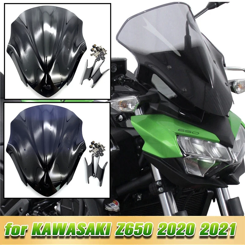 

Z650 Windshield WindScreen Viser VIsor Wind Deflector For Kawasaki Z 650 2020 2021 22 Motorcycle Accessories Double Bubble Smoke