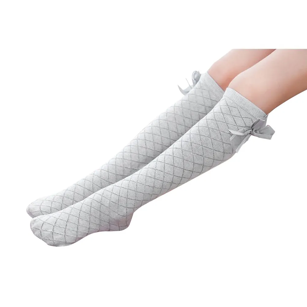 Soft Lightweight Above Knee Stockings for Girls Cotton Blend Bowknot Top Elastic Warm Breathable Stockings for Cosplay