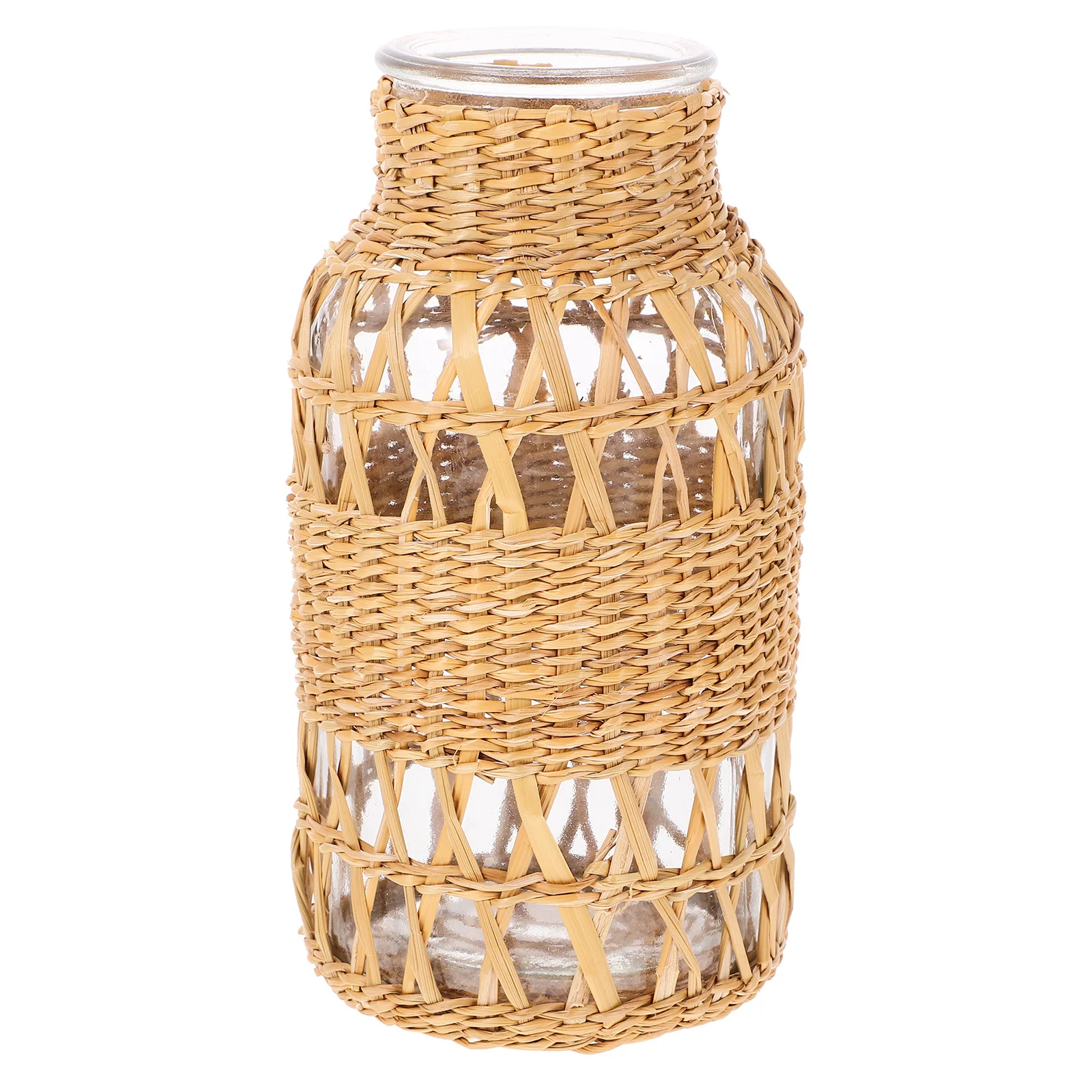 

Handcrafted Woven Rattan Vase with Glass Liner Decorative Planter Pot for Plants and Flowers Home Decor Living Room