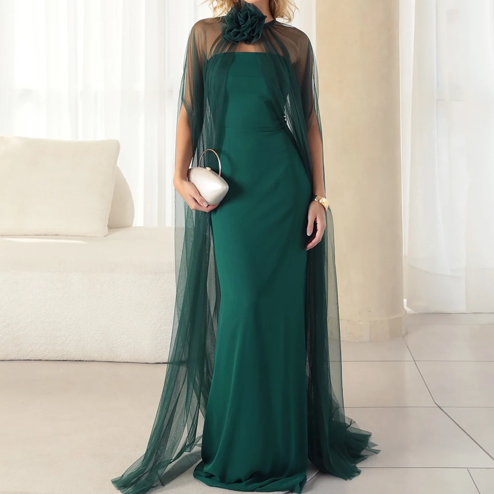 

Вечерние платья трапециевидной формы по индивидуальному заказу, длиной до пола, с круглым вырезом, без рукавов, платье для выпускного вечера, модное палантин с цветами, простое драпированное повседневное вечернее платье