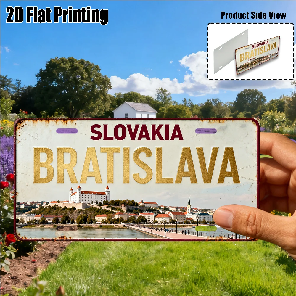 2D Flat,1pc, Vintage Sign, Solely for Decoration, Yard Signs & Wall Art , Bratislava Sign, Slovak Urban Style Decor