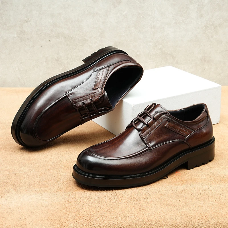 

Мужские классические туфли из натуральной кожи, винтажные, высококачественные, роскошные, элегантные, итальянские, черные, из натуральной воловьей кожи