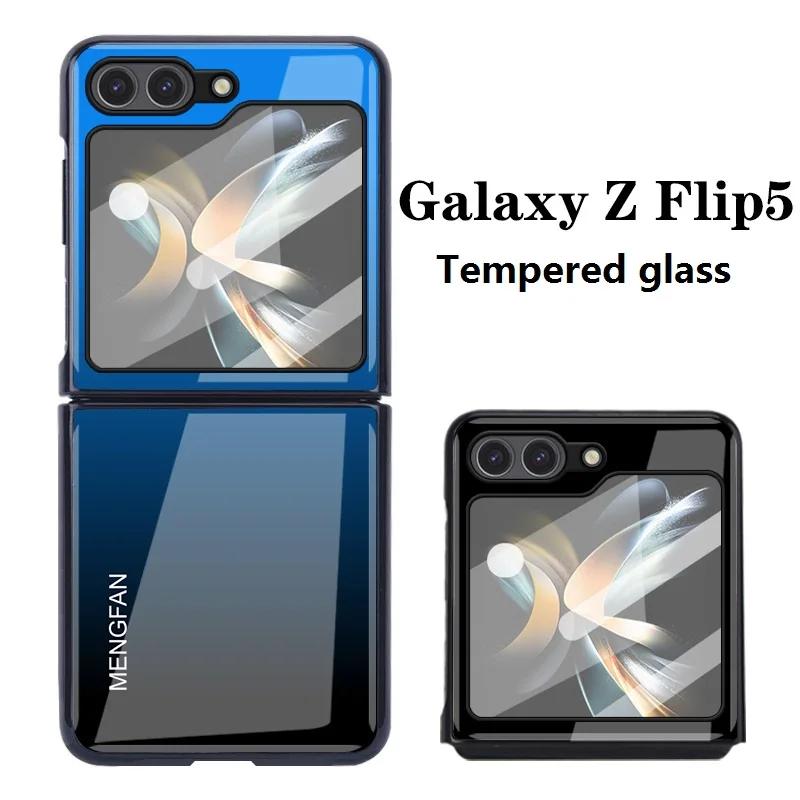 

Gradient Tempered Glass Phone Case for Samsung Z Flip 3 Flip 4 Case Luxury Plating Shockproof Cover for Galaxy Z Flip 5 Case