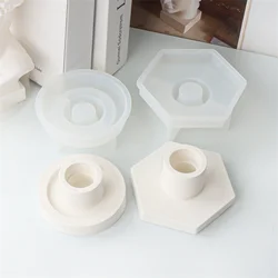 Round rod Candlestick Silicone Mold DIY Hexagonal Candle Holder Concrete Cement Gypsum Mould Epoxy Resin Handicraft Home Decor