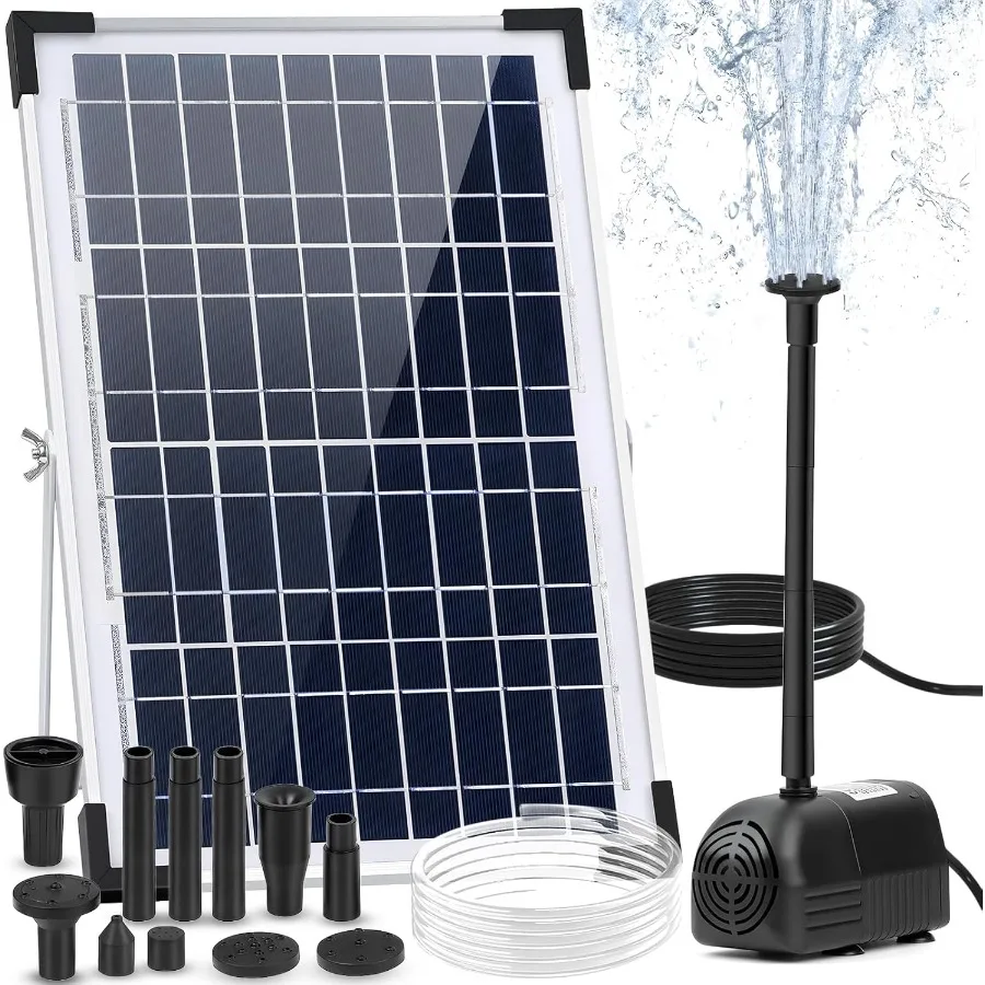 

Solar Powered Water Fountain 12W 17V Solar Water Pump for Birdbath Pond Fish Tank Waterfall Garden Water Feature in Black with
