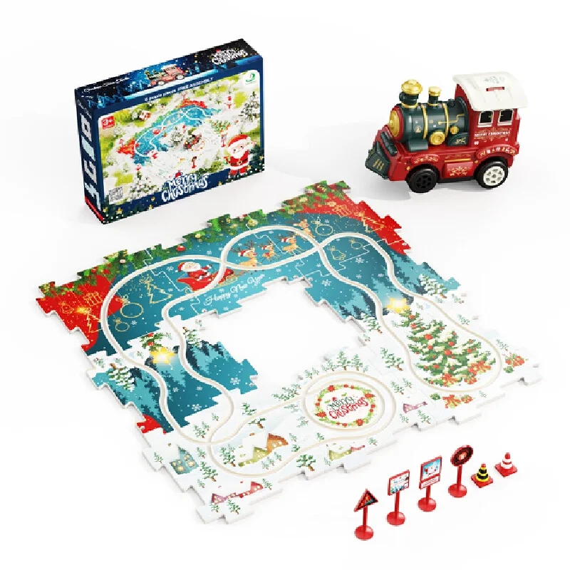 4/6/8/12pcs Puzzle Rail Car Diy Small Train Variable Track Children'S Toy Set Electric Rail Car Christmas Gift