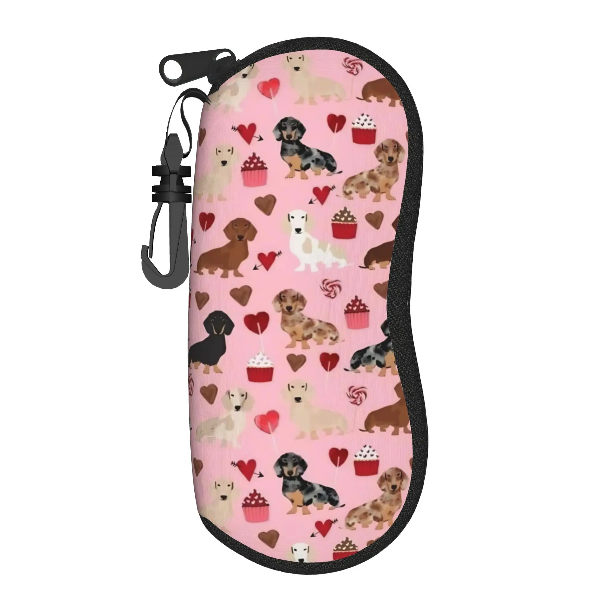 Dachshund Love Valentine's Day Glasses Case Gift For Girls  Box  Glasses Storage Box Anti-Pressure Eye Contacts Case