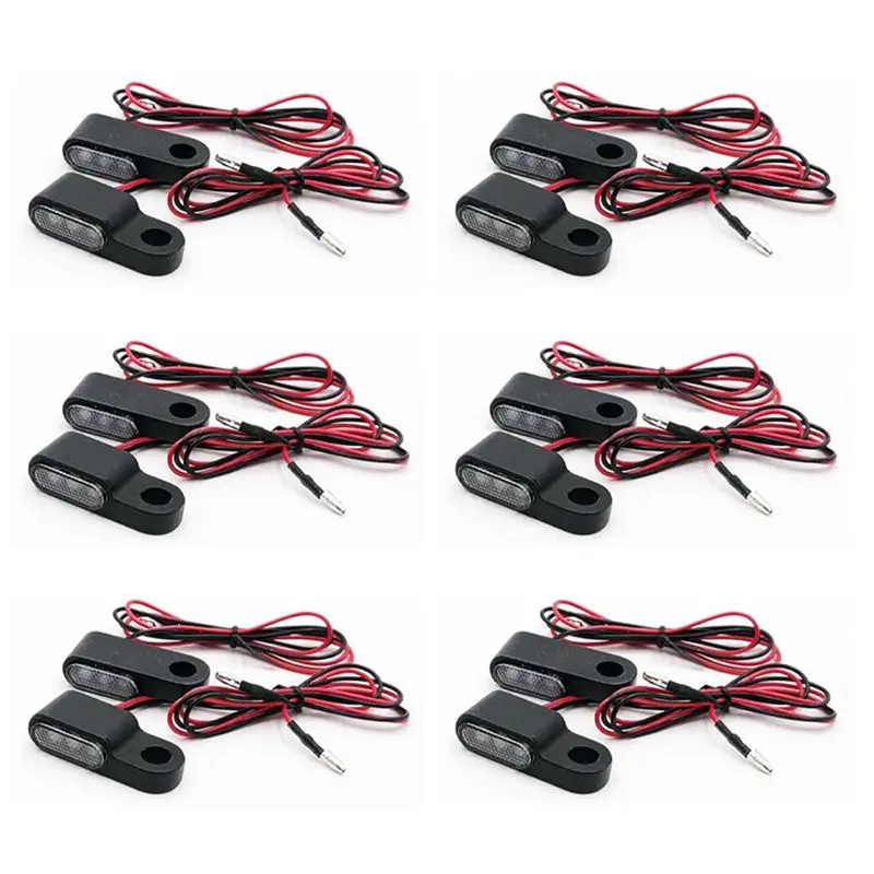 A03Z-12PCS 12V Motorcycle Indicators LED Turn Signal Light Handlebar Amber Signal Lamp Blinker,Brake Clutch Lever Mount,Black