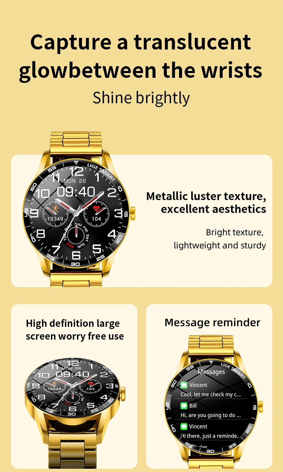LIGE 2026 New Smartwatch Men 1.38" HD Bluetooth Call Heart Rate Monitor Waterproof Sport Smart Watch Women For Android iOS Phone