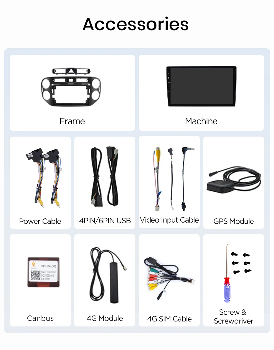 Android Autoradio für Volkswagen (VW) Tiguan Mk1 (5N) 2007-2016 Android GPS-Navigation, WiFi, DSP, RDS, BT, SWC, IPS-Touchscreen
