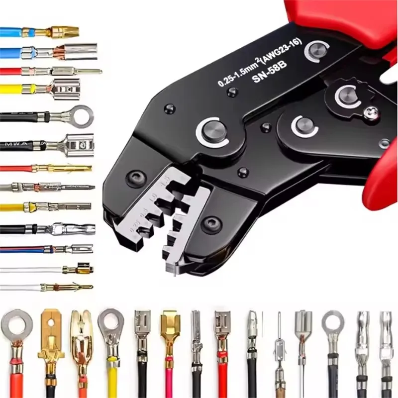 Versatile Ratchet Crimping Tool Set for Open Barrel Connectors, SATA Pins, and Electronic Terminals